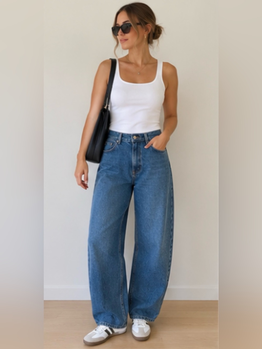 Zara Blue Barrel Wide-Leg High Waist Jeans
